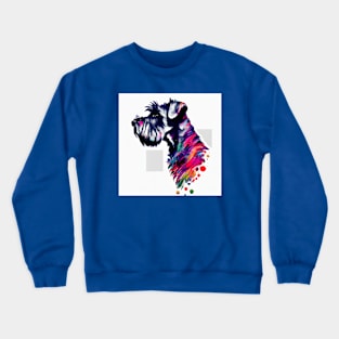 Schnauzer Watercolor Paiting Stencil Artwork Crewneck Sweatshirt